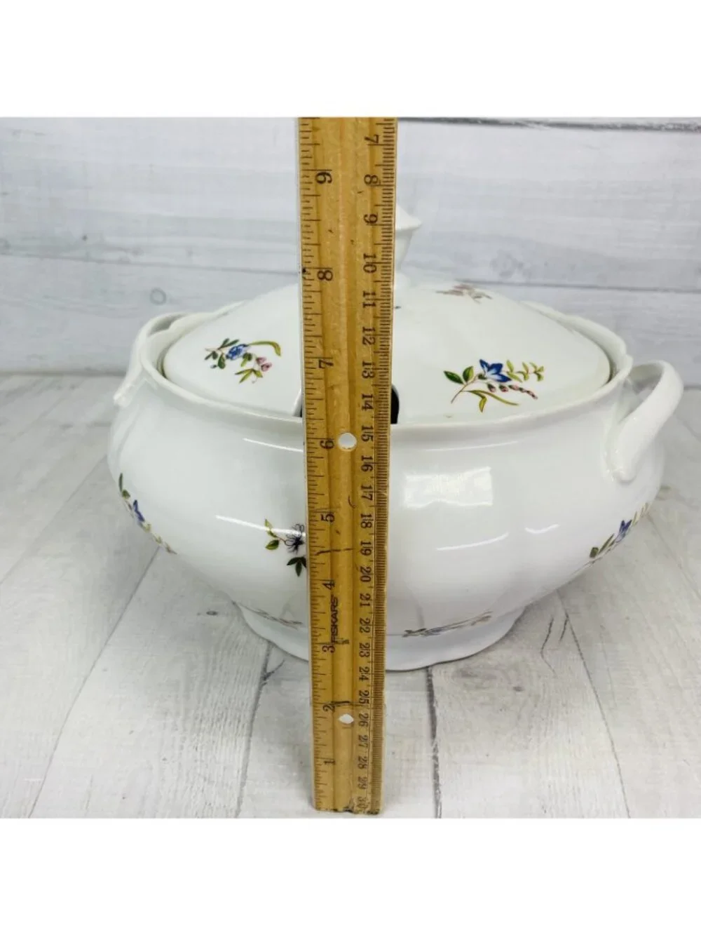 BIA Cordon Blue VERSAILLES Scalloped Red Blue Flowers Lidded Soup Tureen W Ladle